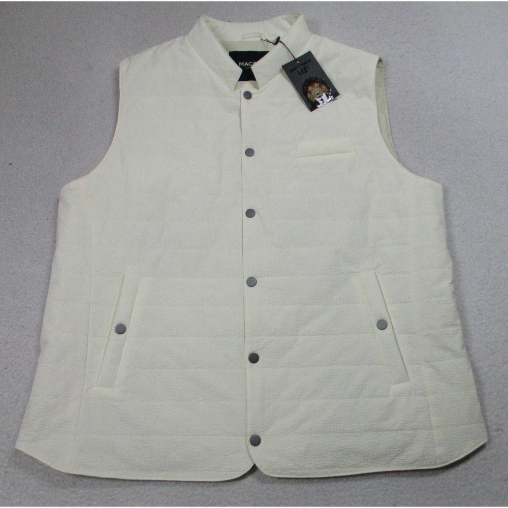 Maceoo Vest Mens 2XL White Quilted Snap Front Sleeveless‎ Jacket French Design